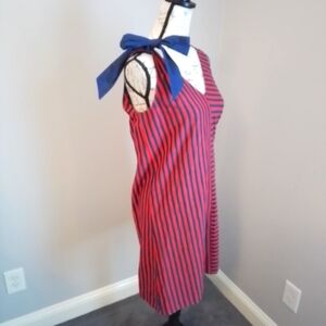 NWT Vineyard Vines Resort Stripe Bow Shoulder Knit Dress Red & Blue - S